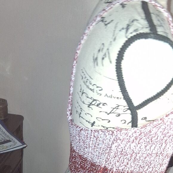 FREE PEOPLE Knit Halter Top - Burgundy and White Size Small Petite - Picture 9 of 14